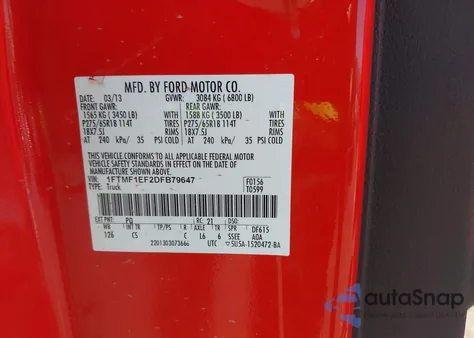 2013 Ford F-150 Stx from USA, damaged, VIN 1FTMF1EF2DFB79647